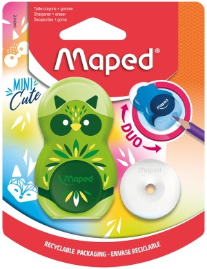 Maped Mini Cute Loopy Eraser & Sharpener - Green
